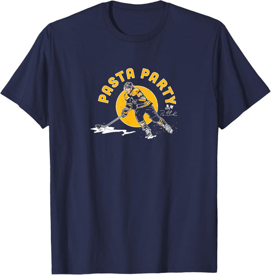 Pasta Party - David Pastrnak - Boston Hockey T-Shirt - T-Shirt | Navy