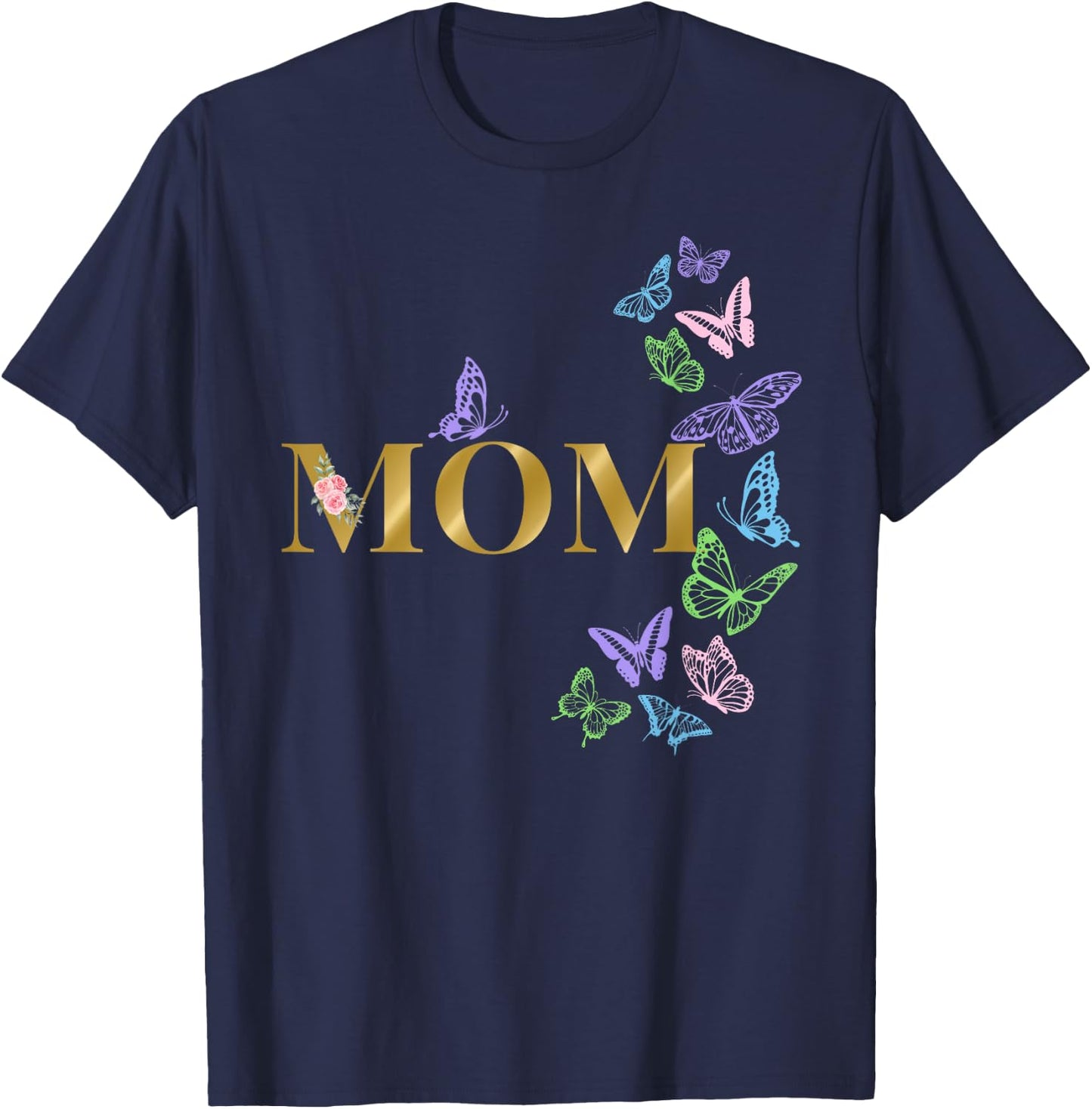 Mom of The Birthday Girl Butterfly Party Matching Family T-Shirt - T-Shirt | Navy