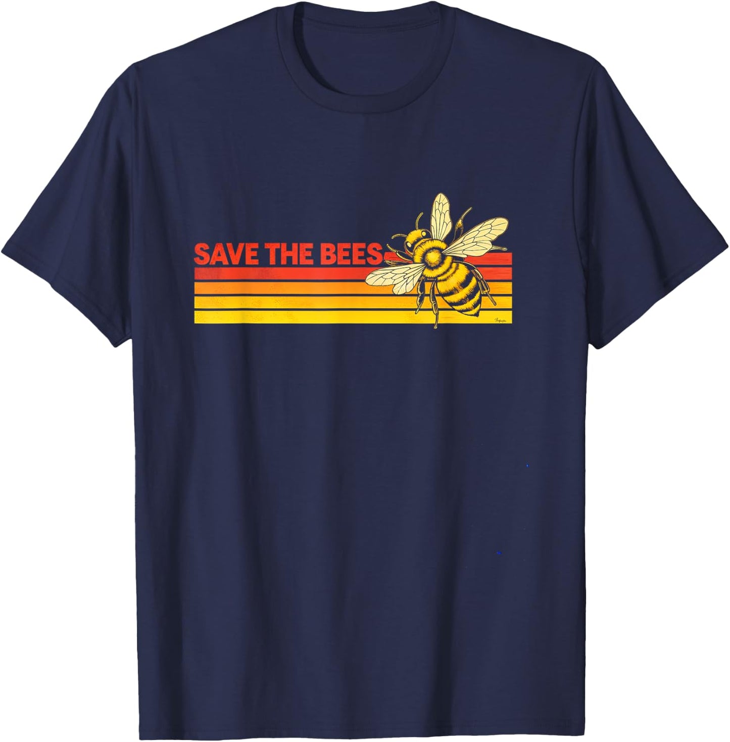 Save The Bees Bee Pollinator Eco Awareness T-Shirt - T-Shirt | Navy