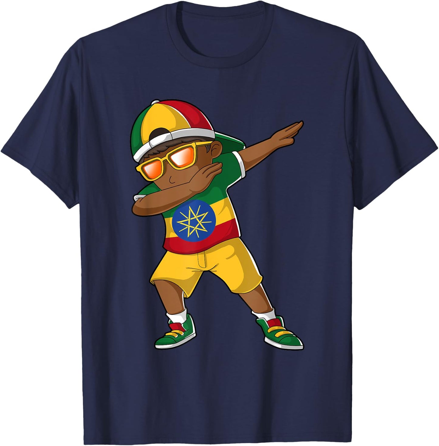 Ethiopian Boy Ethiopia Kid Patriotism Roots Heritage T-Shirt - T-Shirt | Navy
