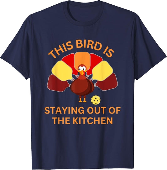 Funny Thanksgiving Pickleball Shirt- Stay Out of The Kitchen T-Shirt - T-Shirt | Navy