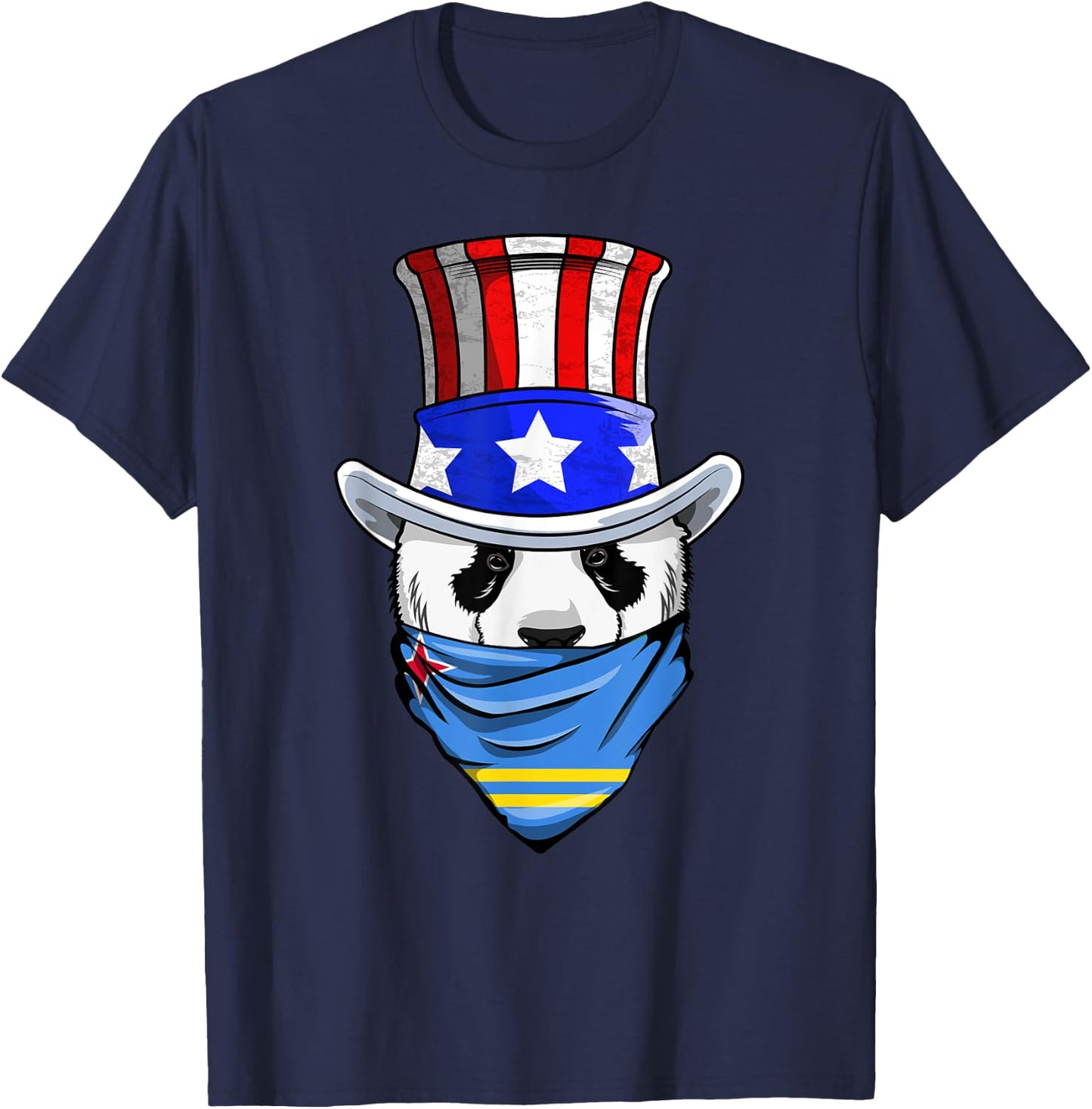 Aruban Panda Bear in Aruba Bandana Flag T-Shirt - T-Shirt | Navy