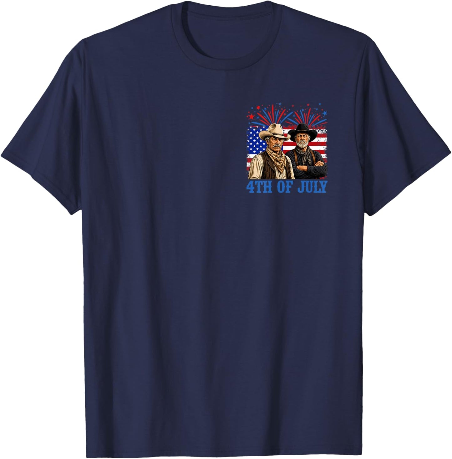 Western Cowboy Biscuits Freedom Fourth of July (2 Sided) T-Shirt - T-Shirt | Navy