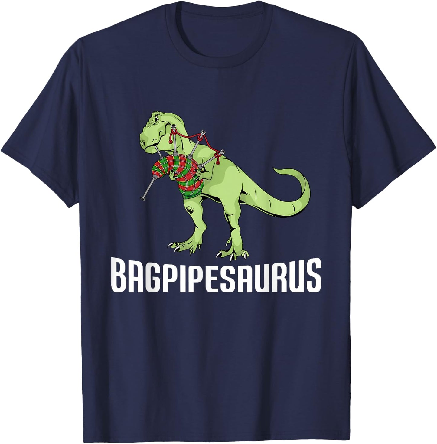 Bagpipe Player Gift Kids Dinosaur Lover Bagpipes T-Shirt - T-Shirt | Navy