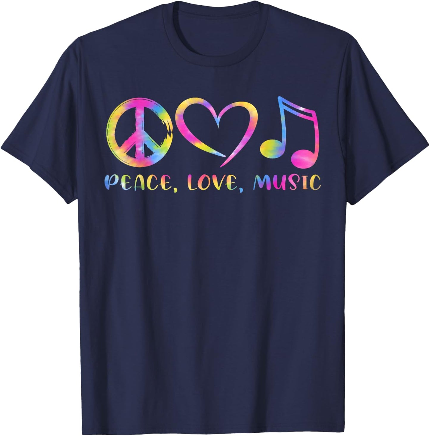Cool Peace Love Music Tie Dye Men Women Kids T-Shirt - T-Shirt | Navy