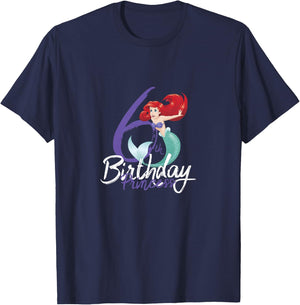 Kids Disney Princess Ariel The Little Mermaid 6th Birthday T-Shirt - T-Shirt | Navy