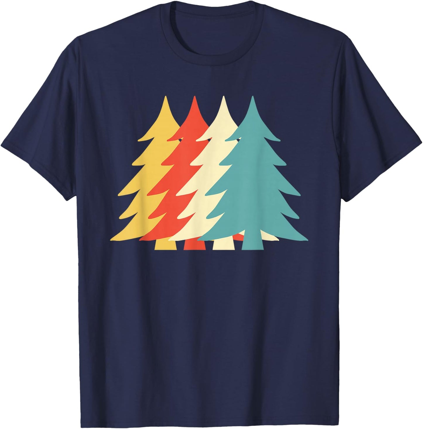 Vintage Christmas Tree Classic Retro Holiday Vibes Pinetree T-Shirt - T-Shirt | Navy