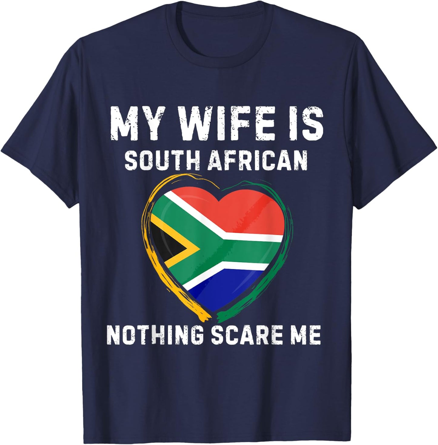 My Wife Is South African South Africa Heritage Flag Husband T-Shirt - T-Shirt | Navy