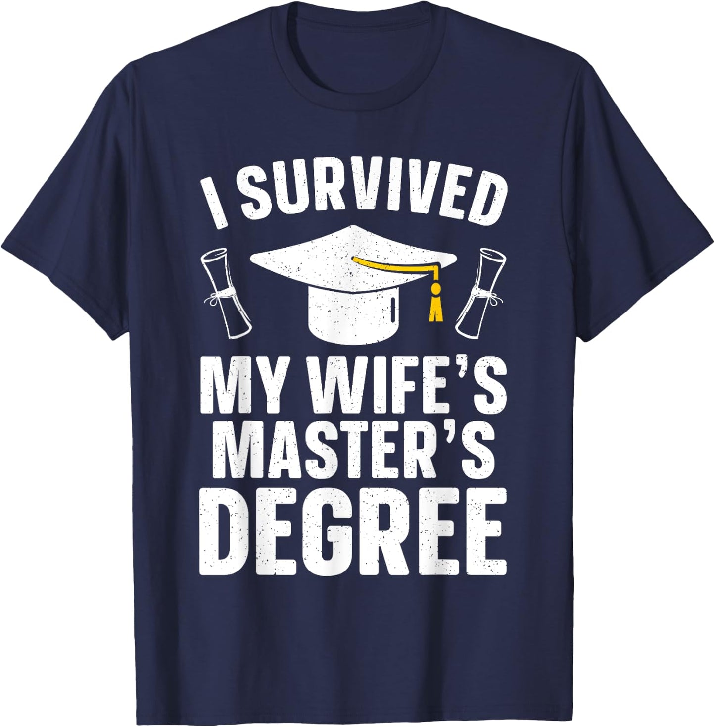 Masters Degree Graduation Art Husband Masters Degree T-Shirt - T-Shirt | Navy