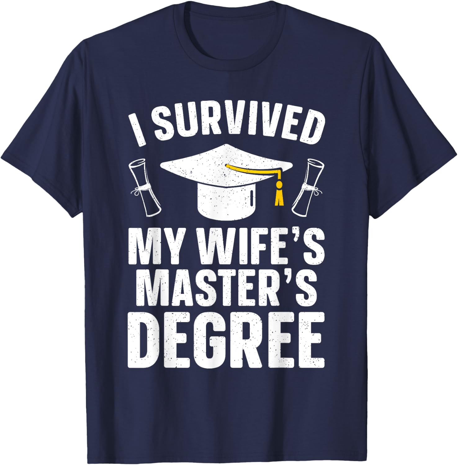 Masters Degree Graduation Art Husband Masters Degree T-Shirt - T-Shirt | Navy