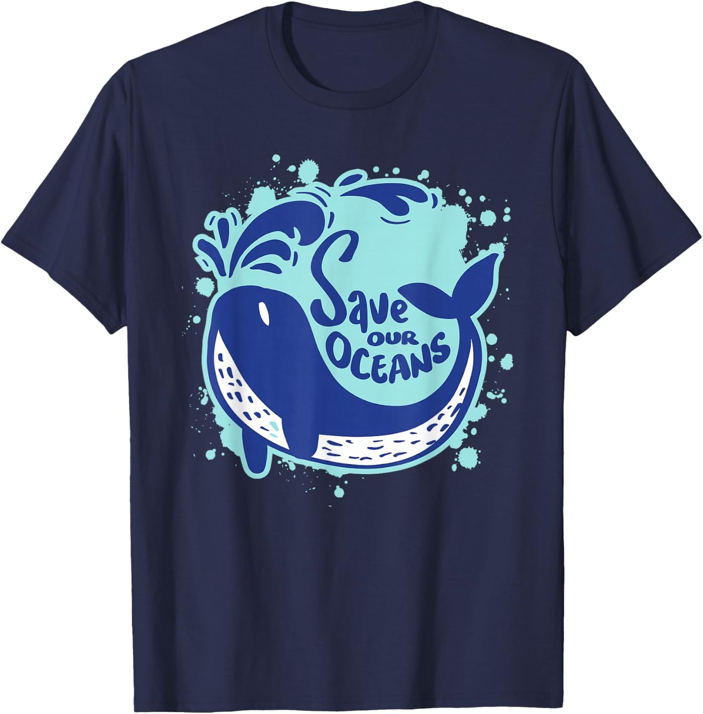 55th Anniversary Earth Day 2025 Save Our Oceans Blue Whale T-Shirt - T-Shirt | Navy