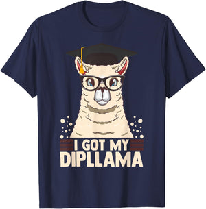 I Got My Dipllama Funny Graduate Llama Alpaca Graduation T-Shirt - T-Shirt | Navy