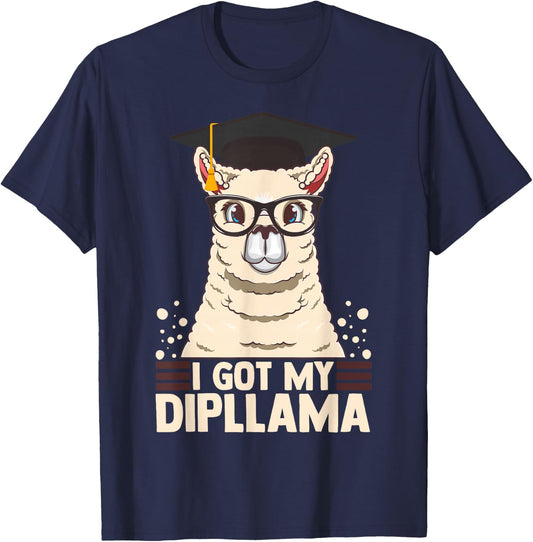 I Got My Dipllama Funny Graduate Llama Alpaca Graduation T-Shirt - T-Shirt | Navy