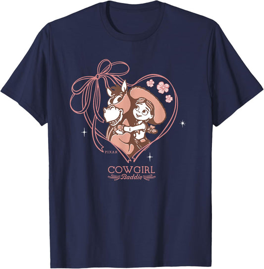 Disney Pixar Toy Story 5 Cowgirl Baddie Ribbon Heart T-Shirt - T-Shirt | Navy
