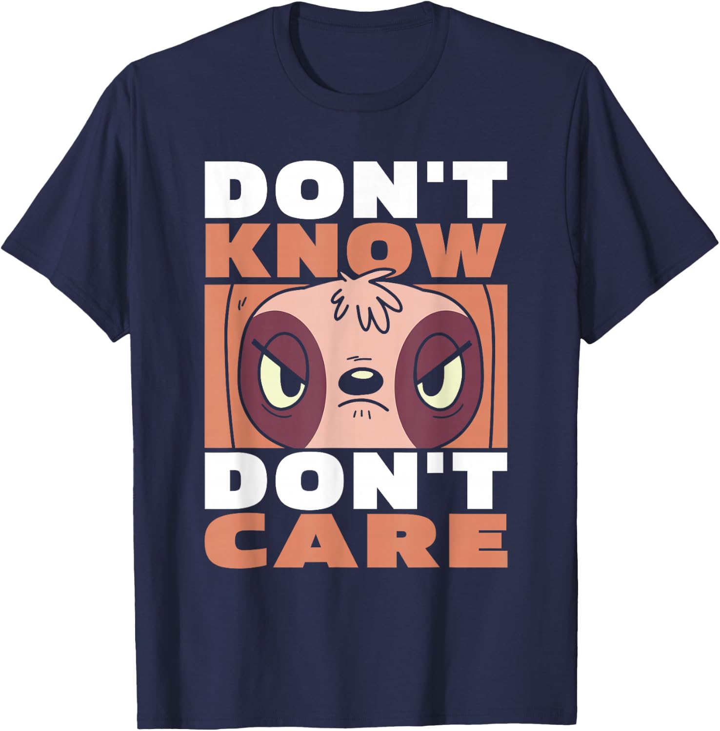 Funny Sloth Wildlife - Animal Dont Know Dont Care T-Shirt - T-Shirt | Navy