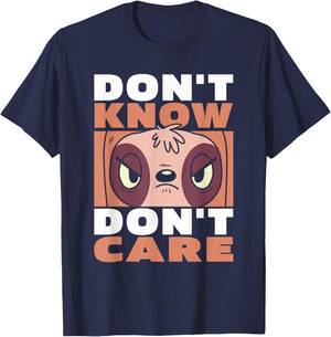 Funny Sloth Wildlife - Animal Dont Know Dont Care T-Shirt - T-Shirt | Navy