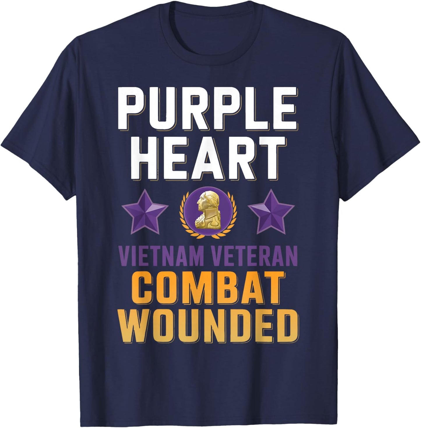 Purple Heart Vietnam Veteran Combat Wounded Proud Patriotic T-Shirt - T-Shirt | Navy