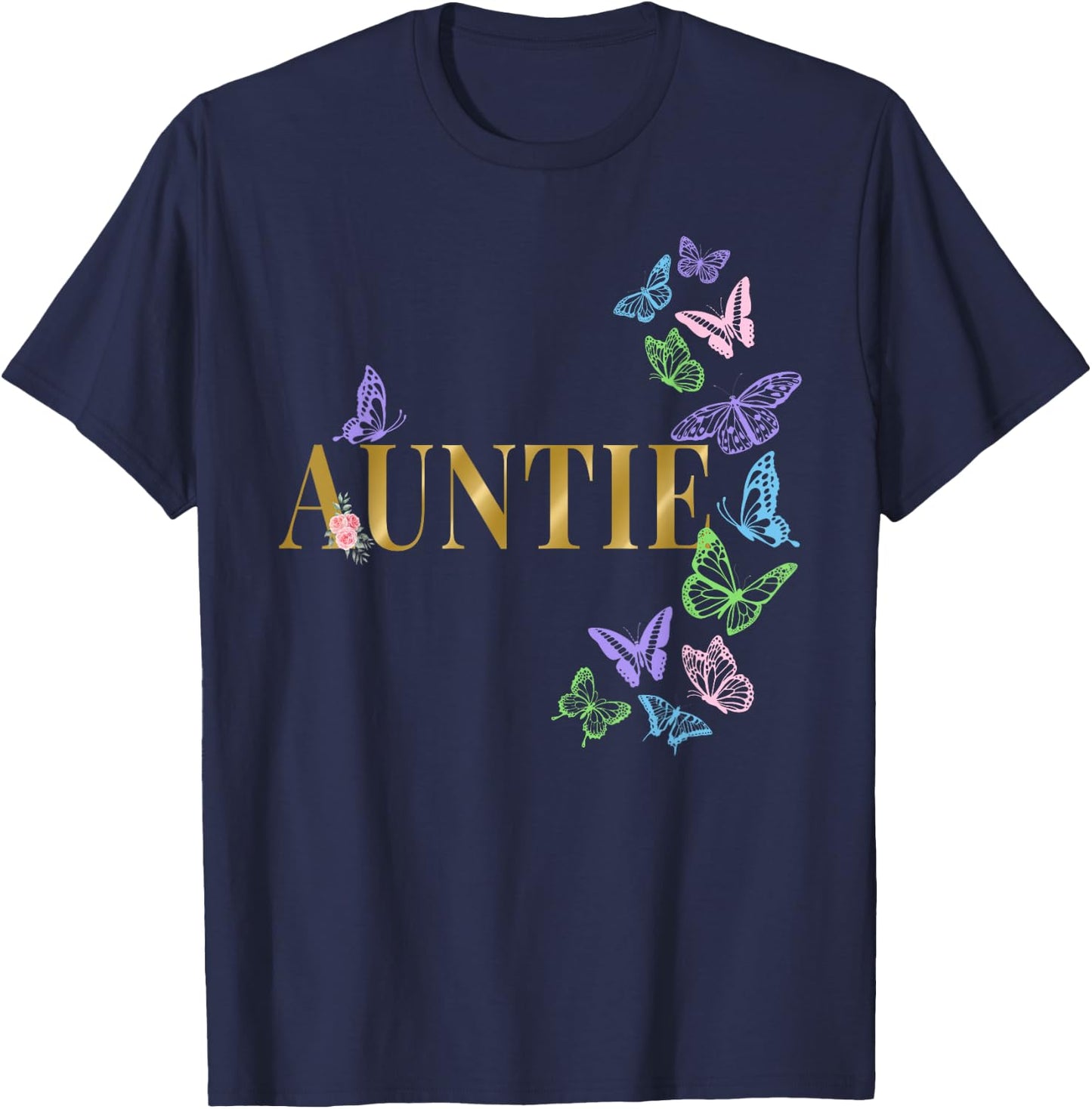 Auntie of The Birthday Girl Butterfly Party Matching Family T-Shirt - T-Shirt | Navy