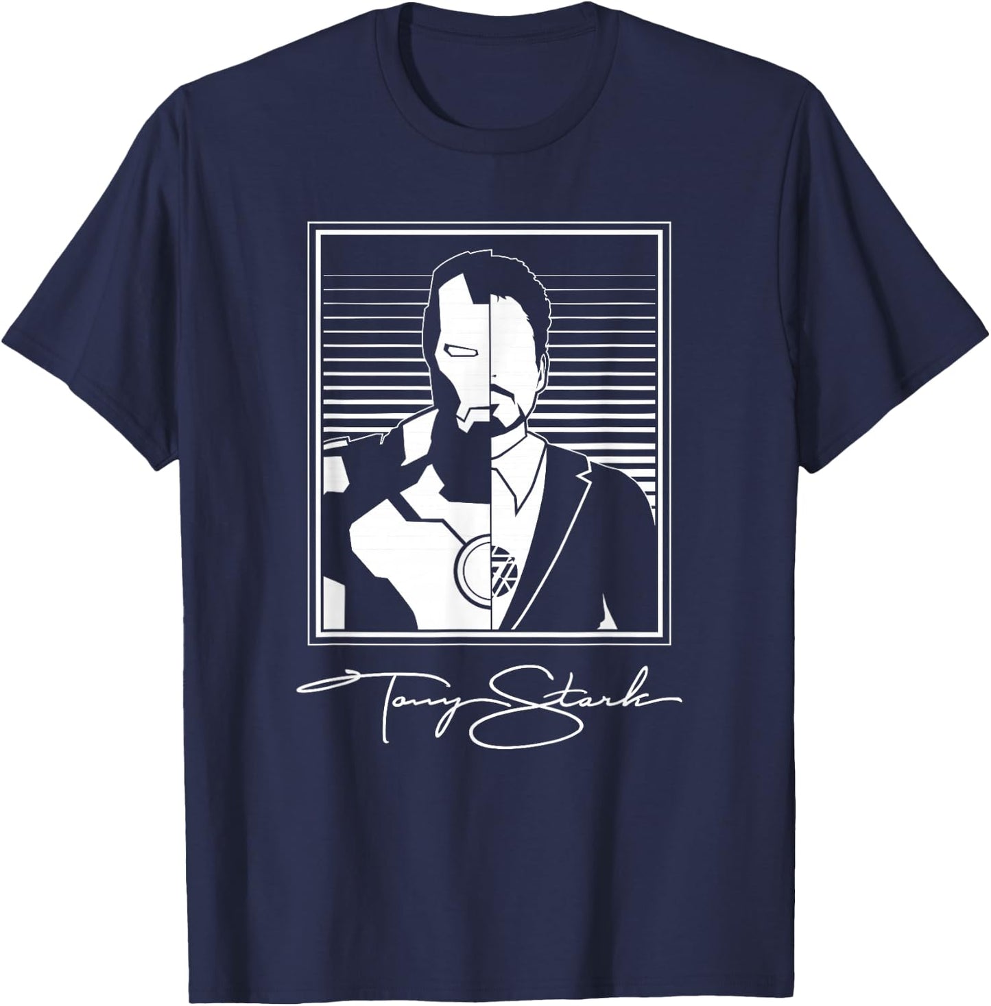 Marvel Iron Man Tony Stark Split Image T-Shirt - T-Shirt | Navy