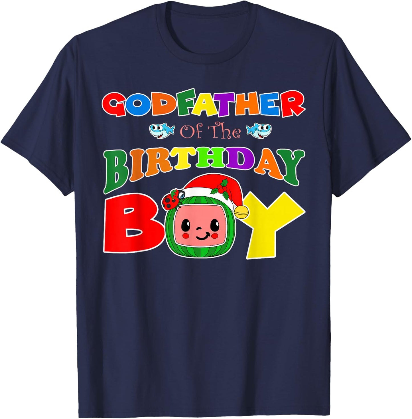 Godfather Of The Birthday Boy Funny Melon Family Matching T-Shirt - T-Shirt | Navy