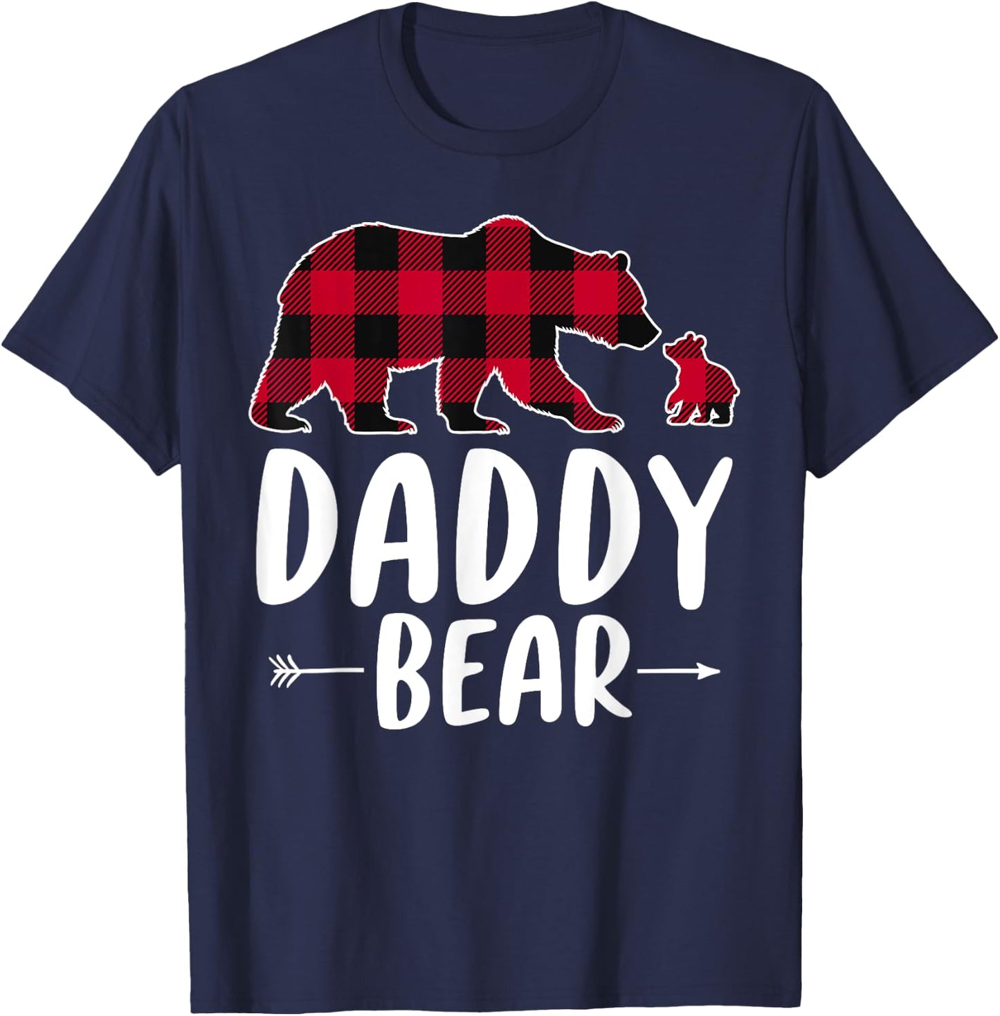 Daddy Bear Christmas Pajama Red Buffalo Plaid T-Shirt - T-Shirt | Navy
