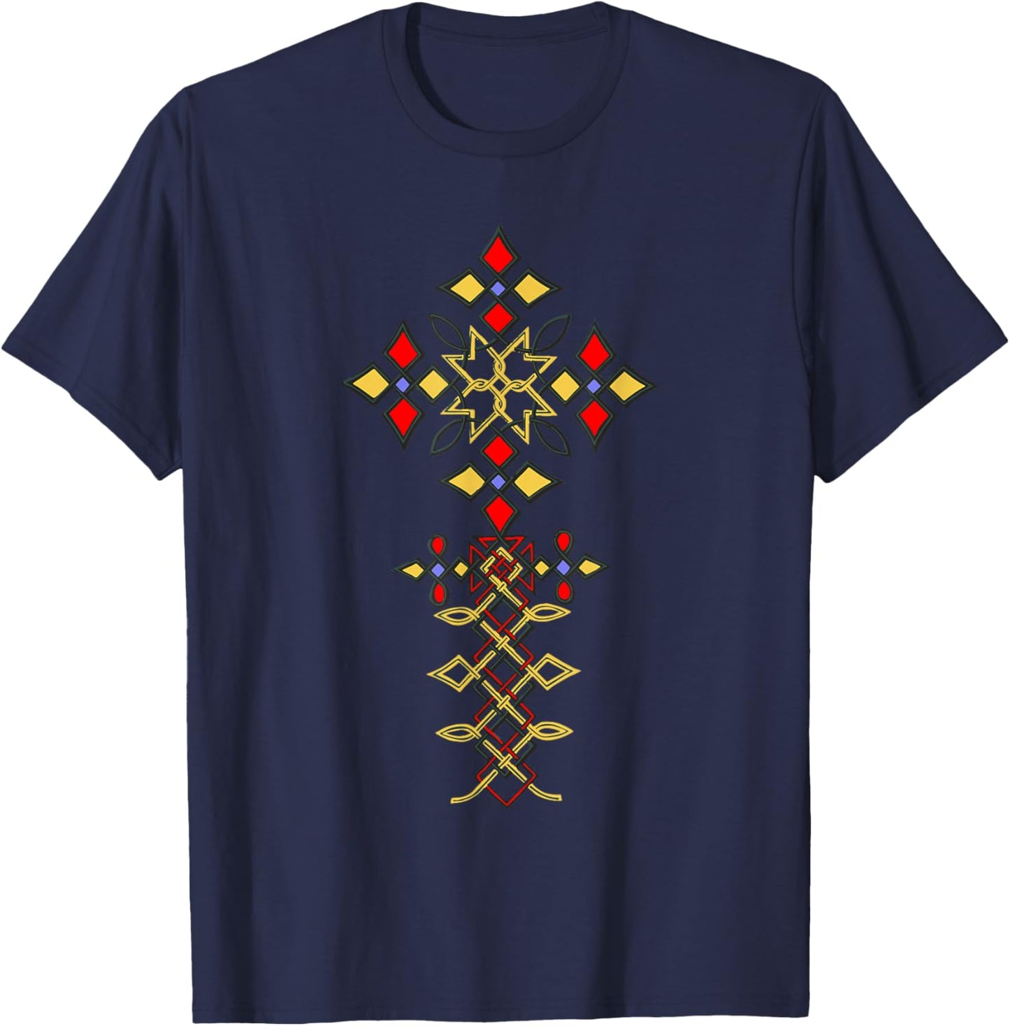 Ethiopian Cross 0001 T-Shirt - T-Shirt | Navy