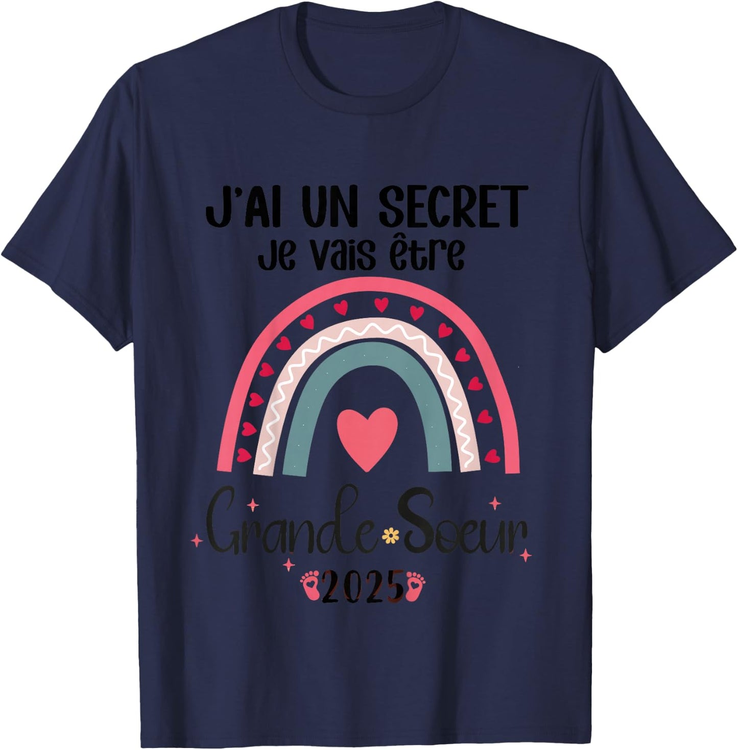 Child Future Big Sister 2025 Je Vais Etre Grande Soeur , white, 2 T-Shirt - T-Shirt | Navy