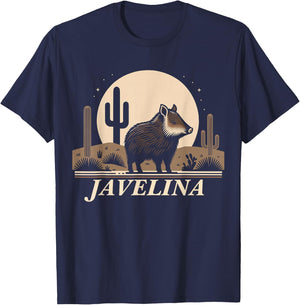 Javelina in Desert Landscape, Javelina T-Shirt - T-Shirt | Navy