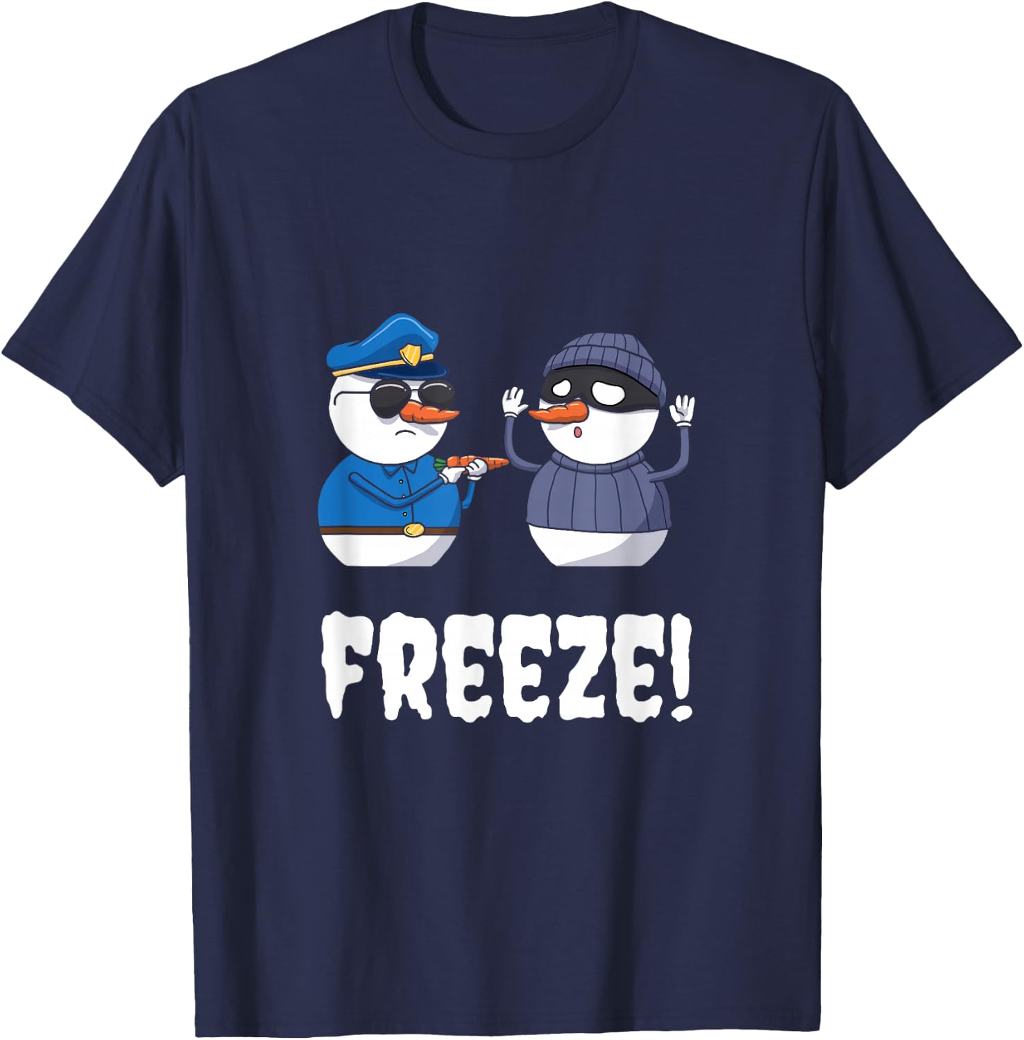 Funny Police Officer Freeze Snowman Policeman Christmas Xmas T-Shirt - T-Shirt | Navy