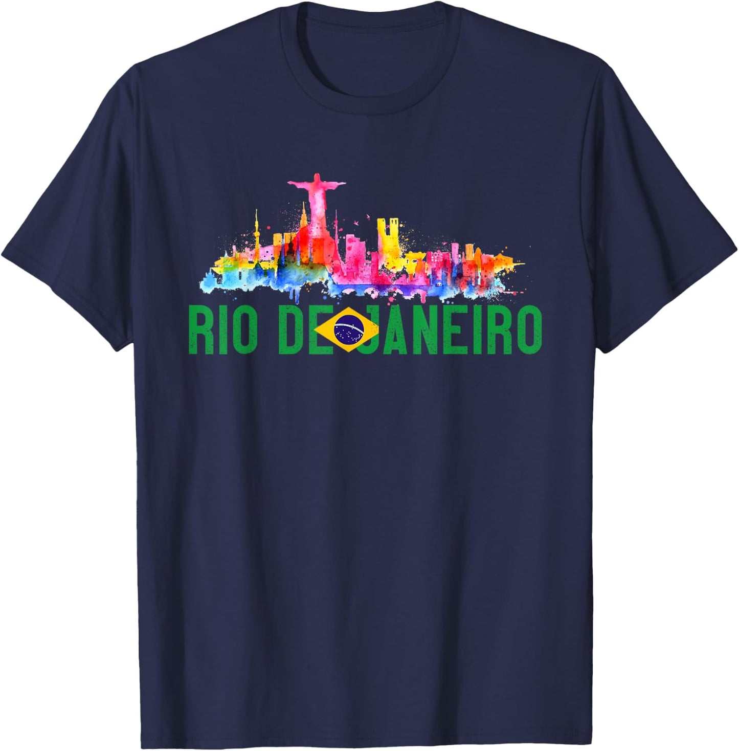 Rio De Janeiro Sugarloaf Mountain Christ The Redeemer Statue T-Shirt - T-Shirt | Navy