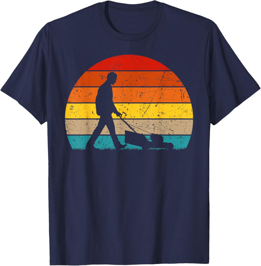 Cool Vintage Landscaper Art Dad Lawn Mower Lawn Care T-Shirt - T-Shirt | Navy