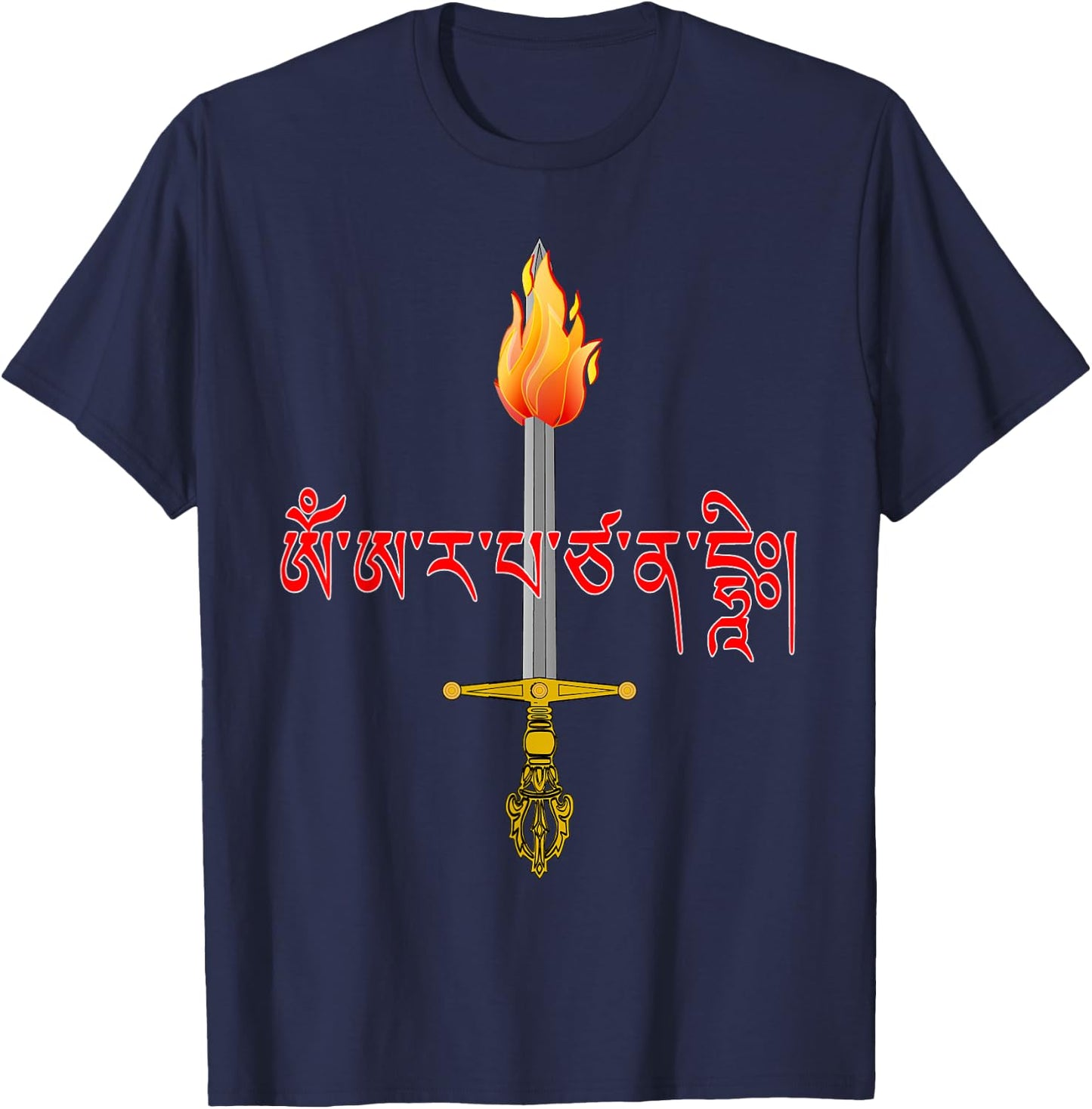 Tibetan Mantra Manjushri Bodhisattva of Wisdom T-Shirt - T-Shirt | Navy