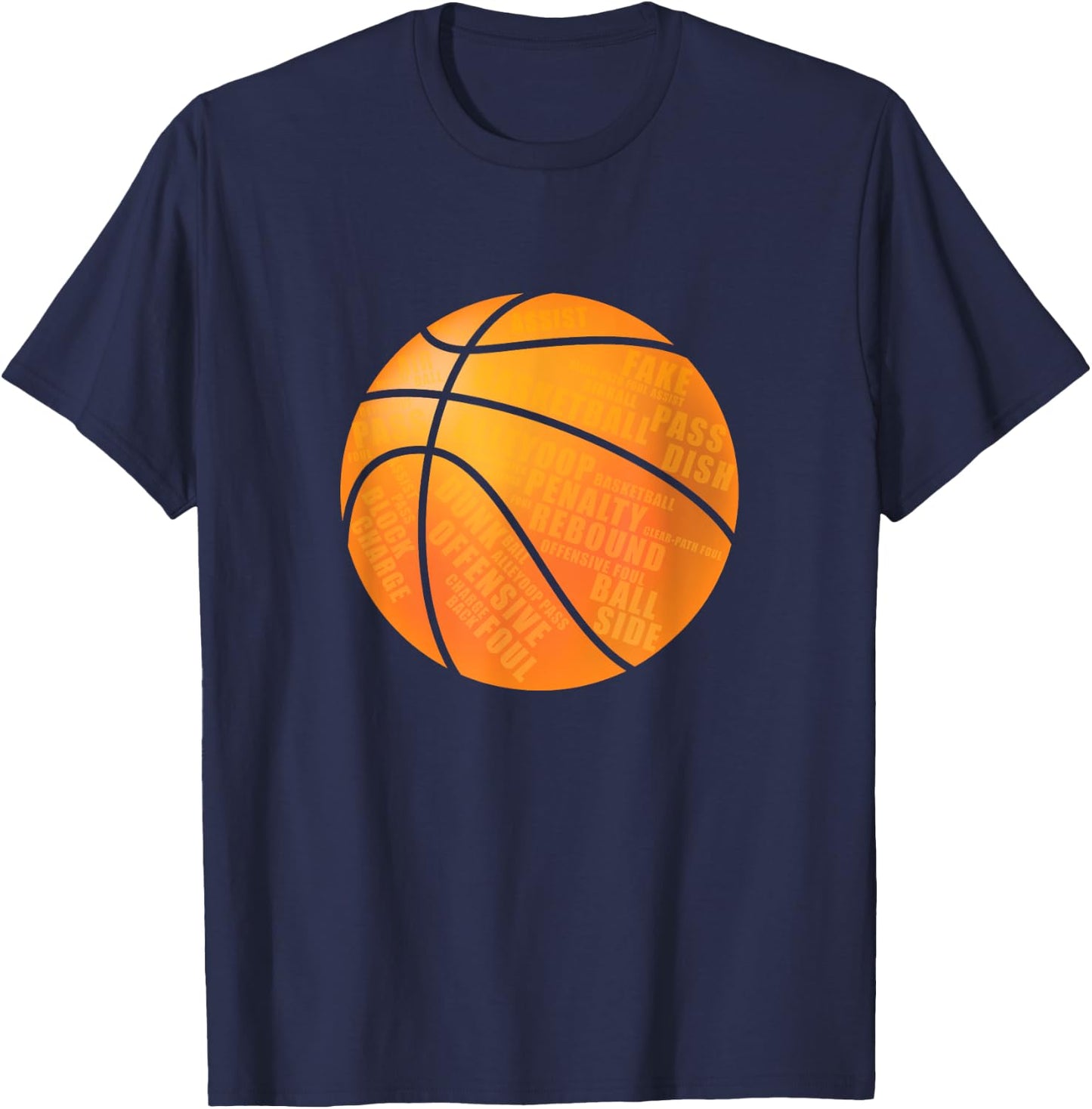 Basketball T Shirt With Basketball Terms On Them T-Shirt - T-Shirt | Navy