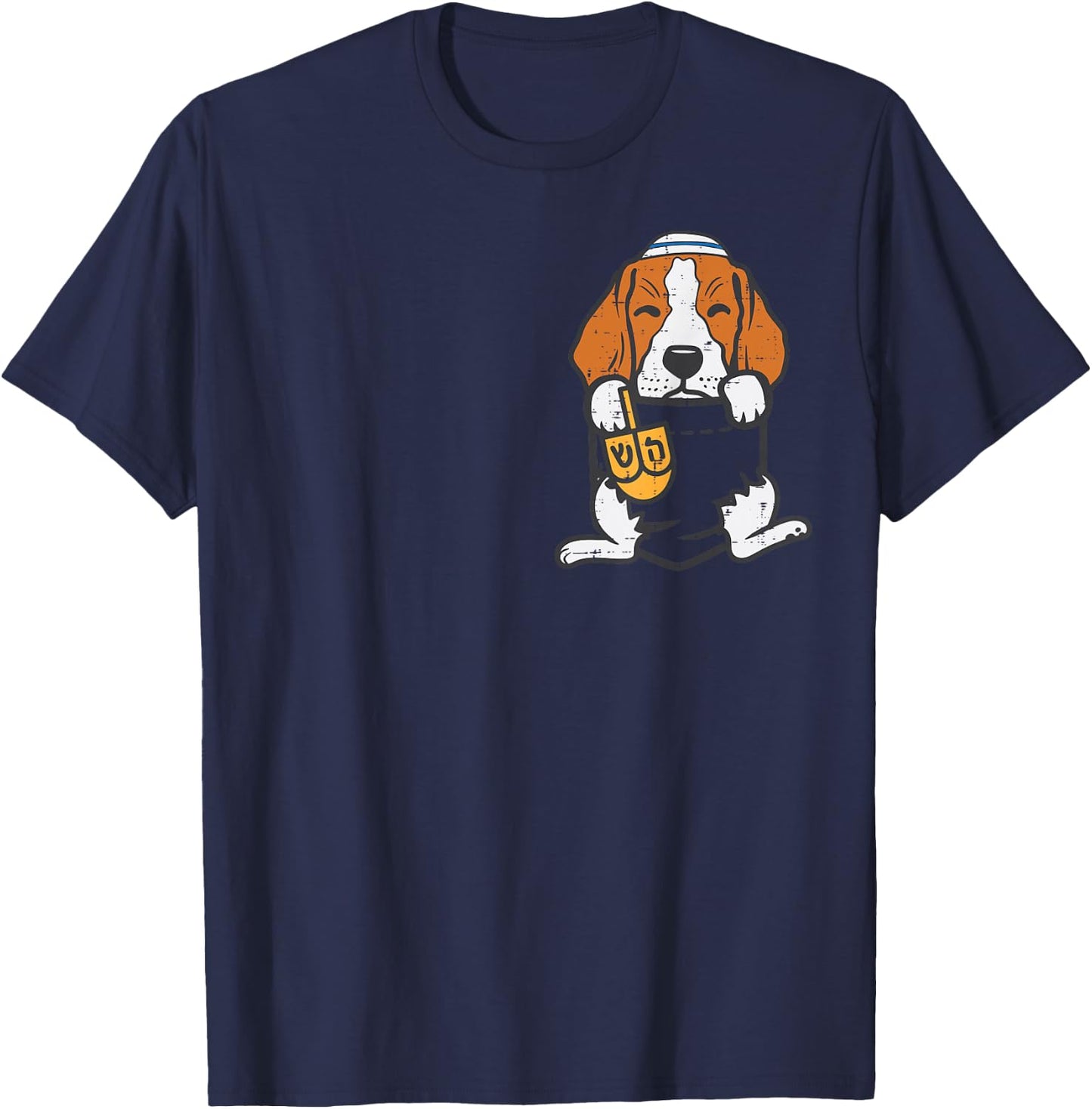 Jewish Pocket Dog Beagle Hanukkah Pajamas Chanukah PJs Women T-Shirt - T-Shirt | Navy