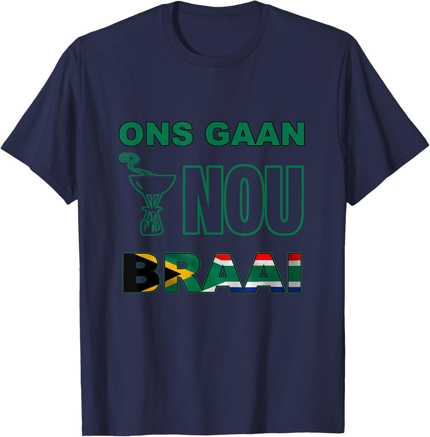 Funny South African braai shirt. Rugby fan SA flag T-Shirt - T-Shirt | Navy