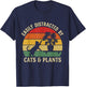Easily Distracted By Cats and Plants Funny Pet Design T-Shirt - T-Shirt | Navy