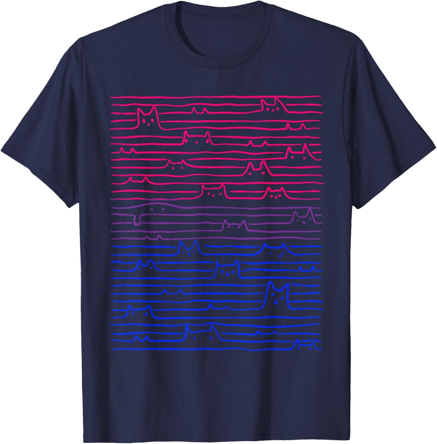 LGBT Bisexual Pride Flag Apparel Bi Pride Cat Line Flagge Bisexuell Damen Schwarz U-Ausschnitt Halbarm Klein EU 3ffd51ca-d0ed-4e35-9313-7170d928566c T-Shirt - T-Shirt | Navy