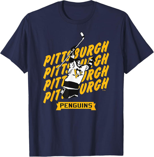 Pittsburgh Penguins Graffiti Dark Heather T-Shirt - T-Shirt | Navy
