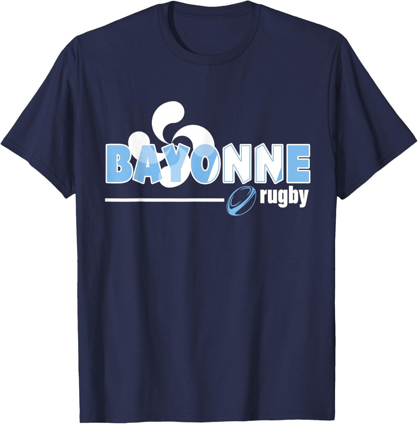 Rugby Bayonne Basque Country Supporter Man Woman Child , Black, S T-Shirt - T-Shirt | Navy