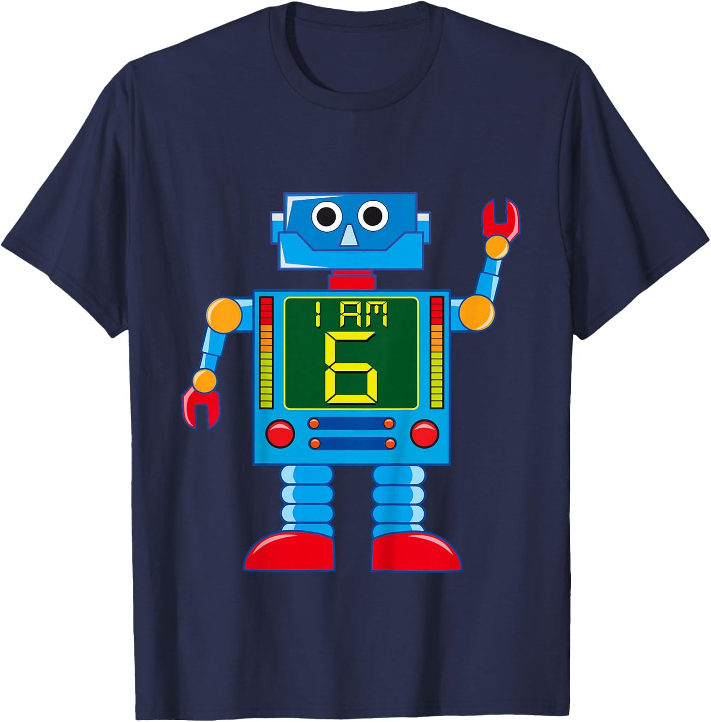 Attention. I am 6 years 6th birthday robot mechanics T-Shirt - T-Shirt | Navy
