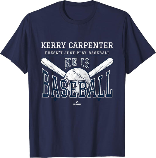 He is Baseball Kerry Carpenter Detroit Baseball MLBPA T-Shirt - T-Shirt | Navy