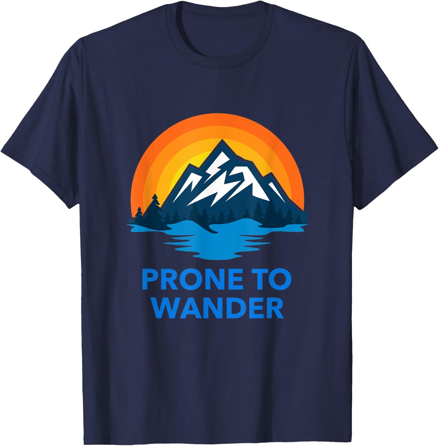 Prone To Wander Shirt Travel Hiking Camping Retro Sunset T-Shirt - T-Shirt | Navy