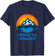 Prone To Wander Shirt Travel Hiking Camping Retro Sunset T-Shirt - T-Shirt | Navy