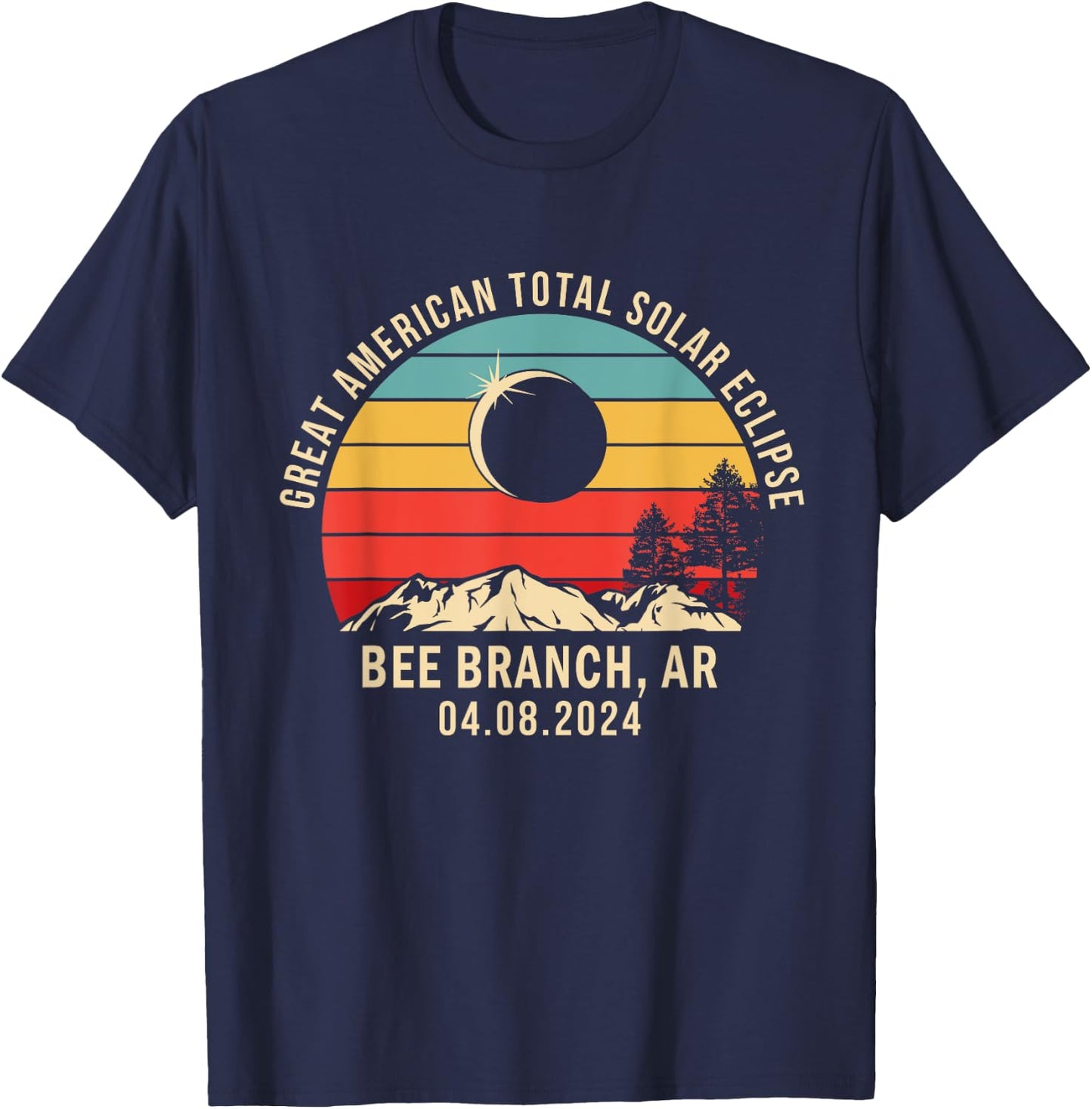Bee Branch, AR Arkansas Total Solar Eclipse 2024 T-Shirt - T-Shirt | Navy