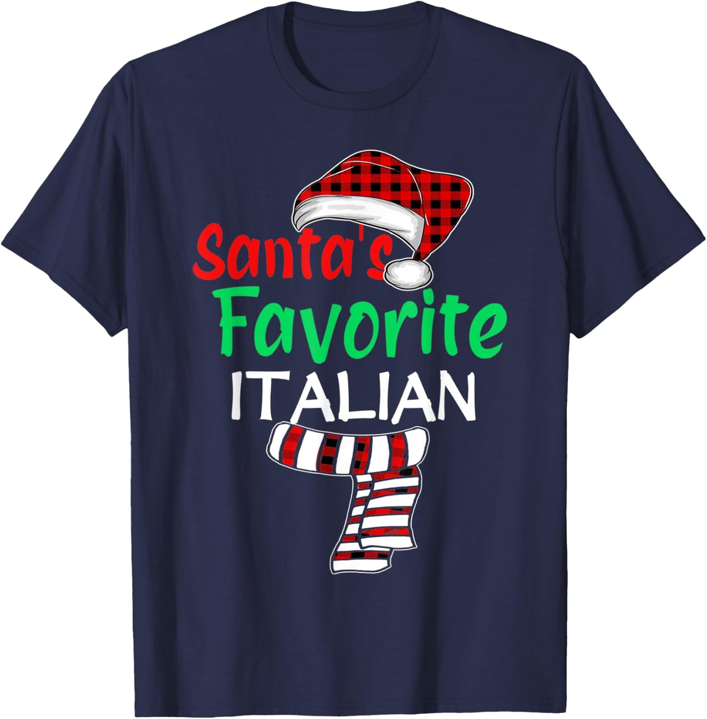 Christmas Pajama Santa Claus Shirt, Santa's Favorite Italian T-Shirt - T-Shirt | Navy