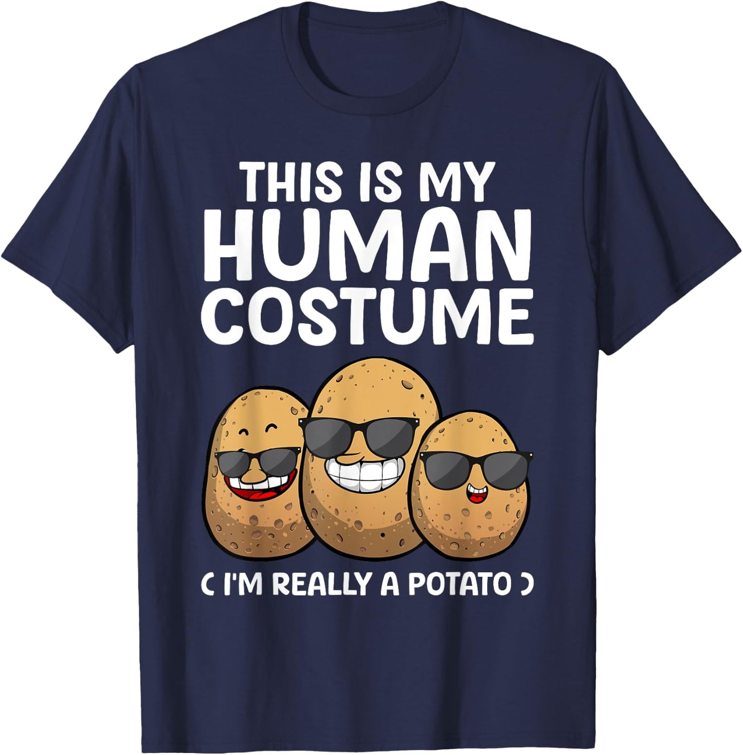 Funny Potato Costume Women Kids Adult Potato Novelty T-Shirt - T-Shirt | Navy