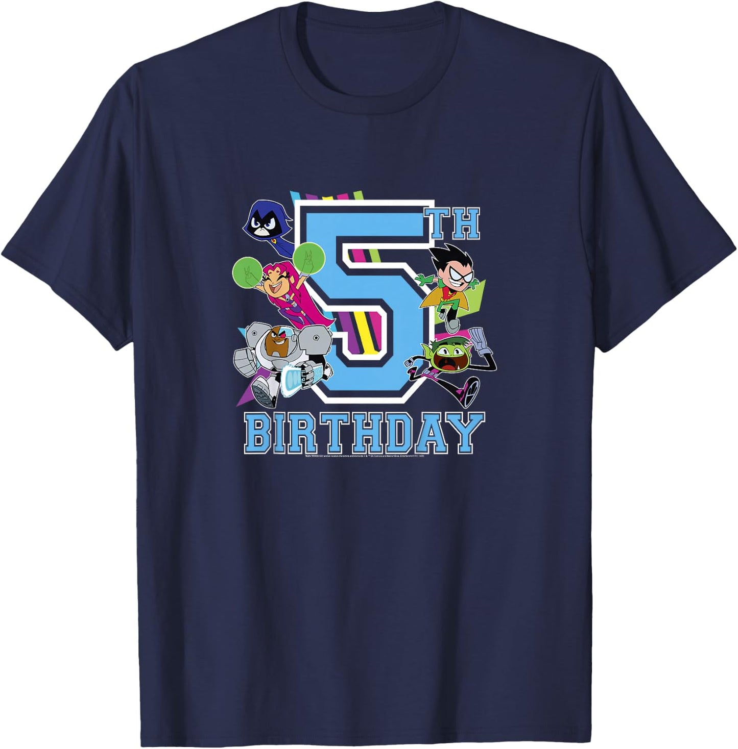 Kids DC Comics Teen Titans Go! 5th Birthday Group Shot Youth T-Shirt - T-Shirt | Navy