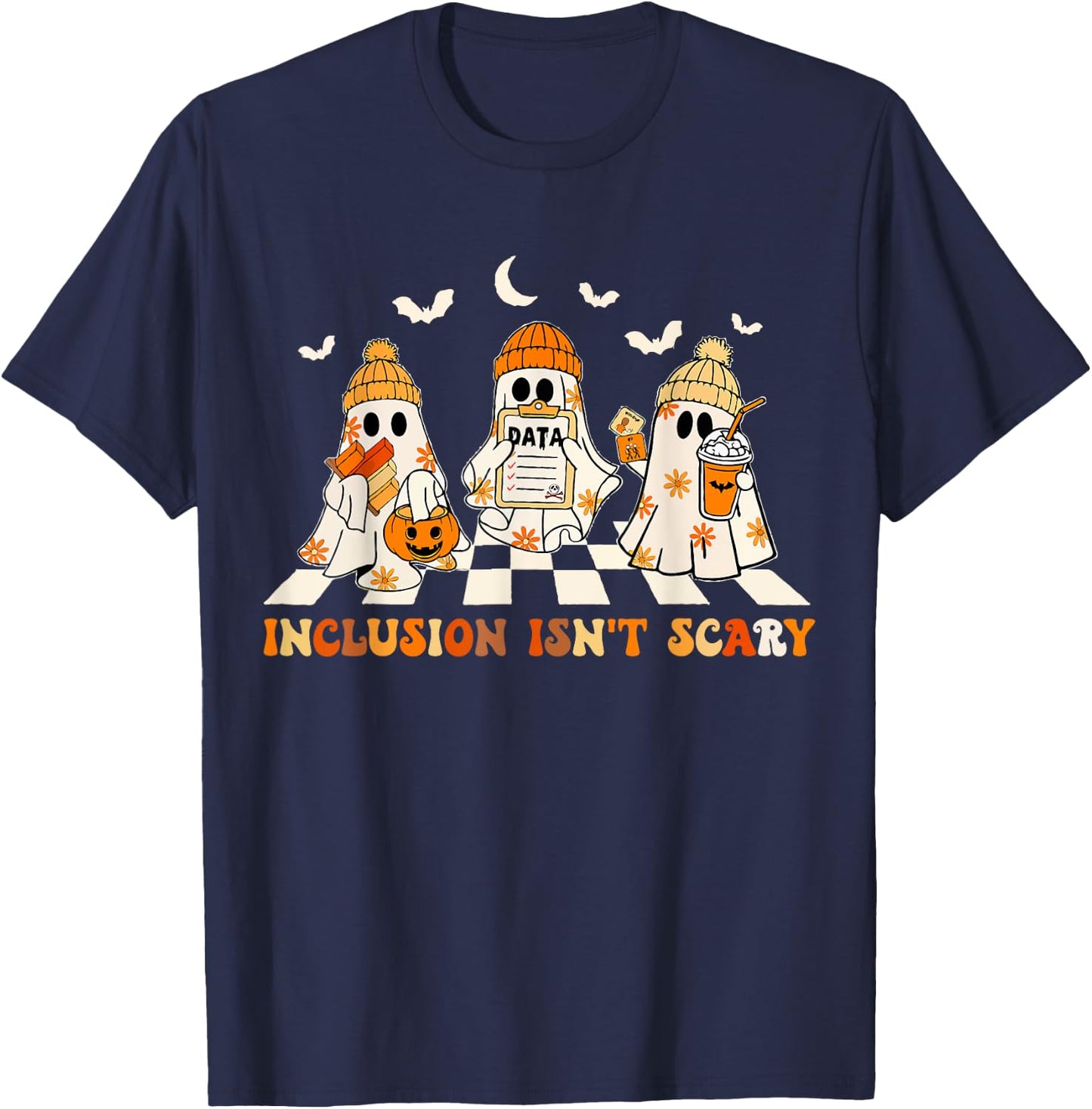 Funny Sped Teacher Halloween Ghost Inclusion Isn't Scary T-Shirt - T-Shirt | Navy