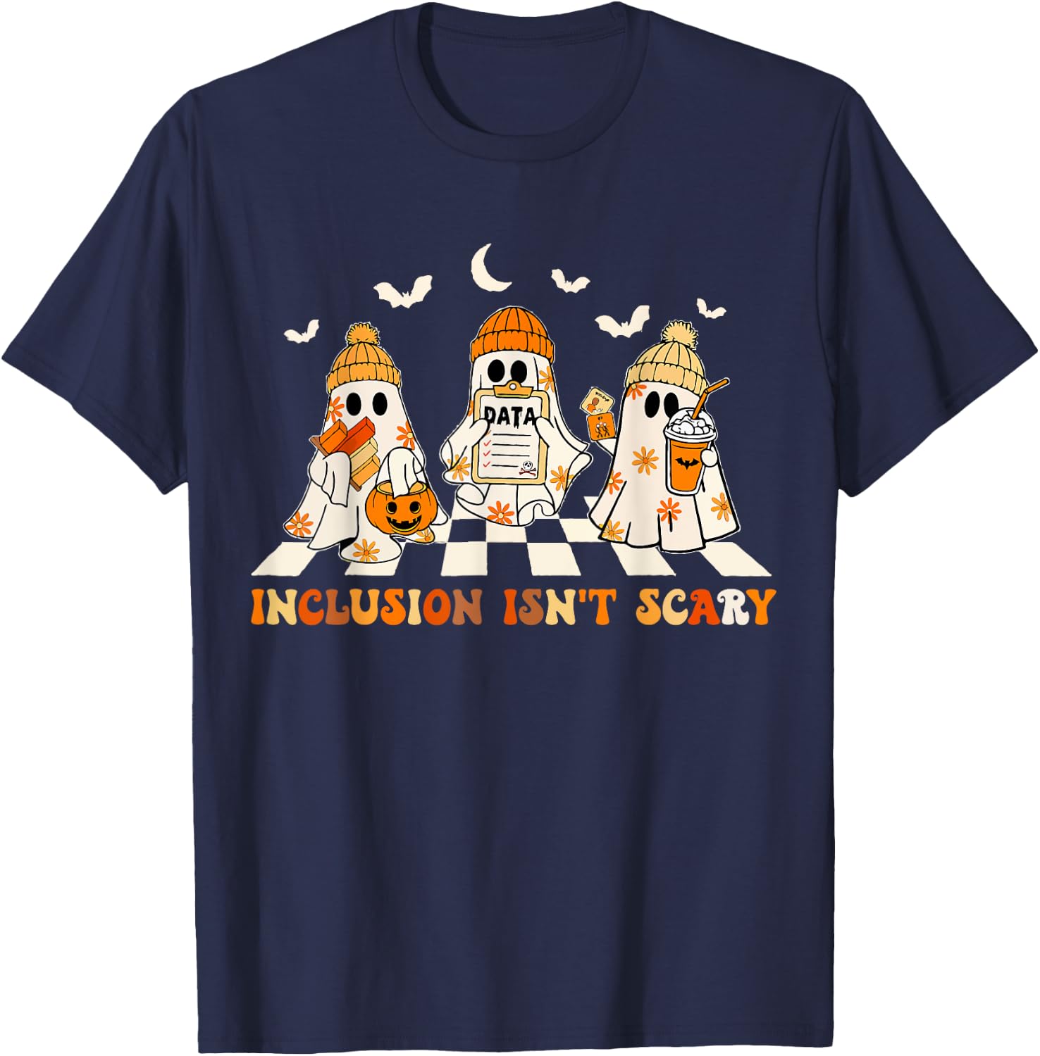 Funny Sped Teacher Halloween Ghost Inclusion Isn't Scary T-Shirt - T-Shirt | Navy