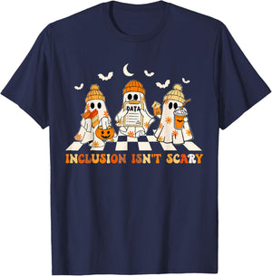 Funny Sped Teacher Halloween Ghost Inclusion Isn't Scary T-Shirt - T-Shirt | Navy